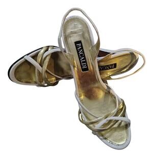 80s Pancaldi Italian Leather Strappy Heels 4 Inch Heel Size 7 1/2 AA Gently Used